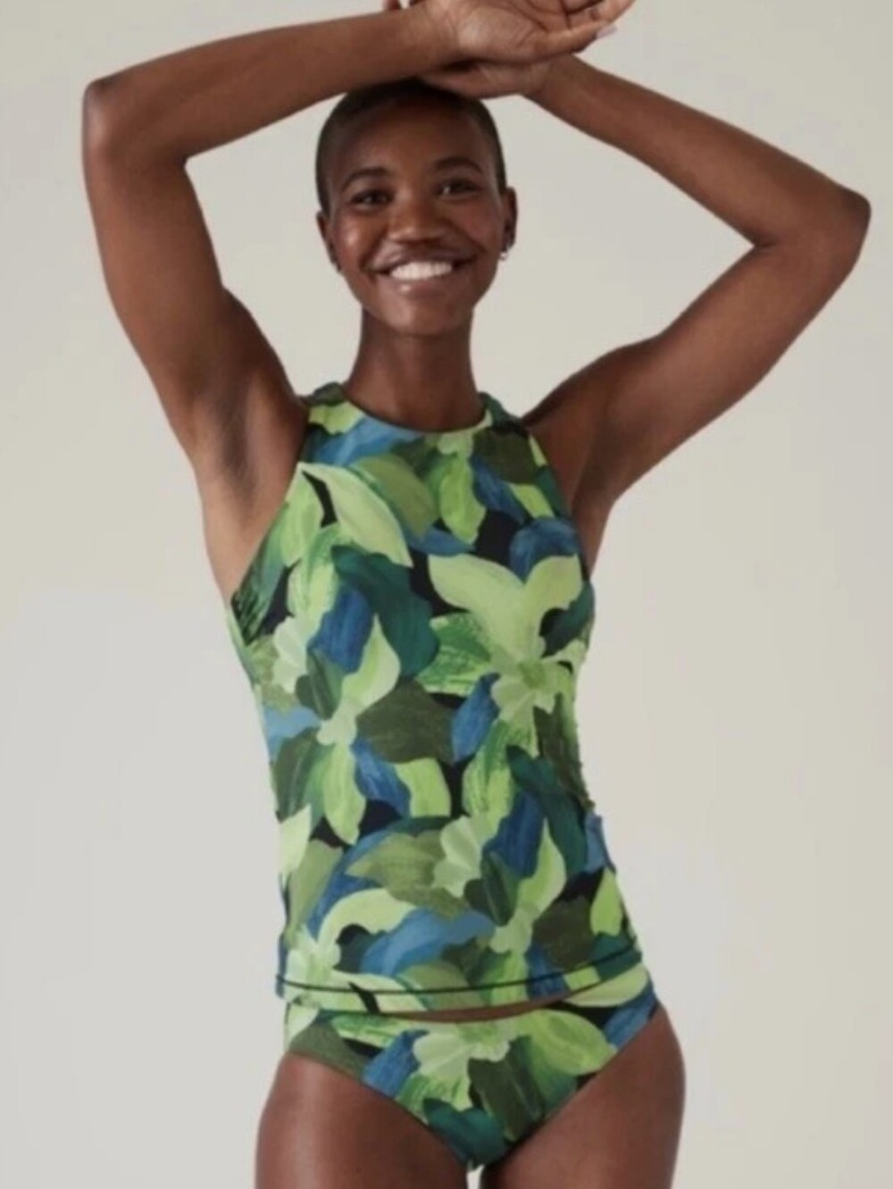 NWOT Tankini Athleta Built In Bra Tropical Green Size XL